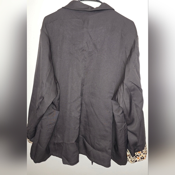 Womens Brown Dress Jacket with Animal Print Accents Boomchic Size 22-24 - Picture 3 of 11